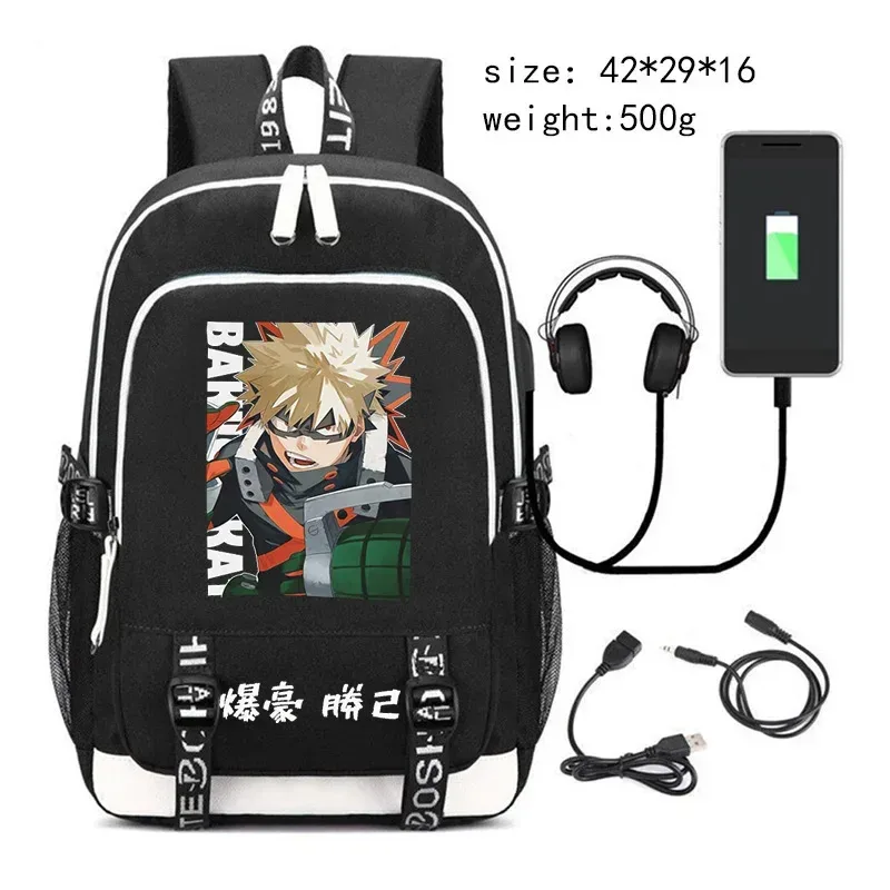 my hero academia bakugo sac à dos pour adolescent étudiant anime cartable usb voyage sac à dos grande capacité ordinateur portable sacs d'école cadeau