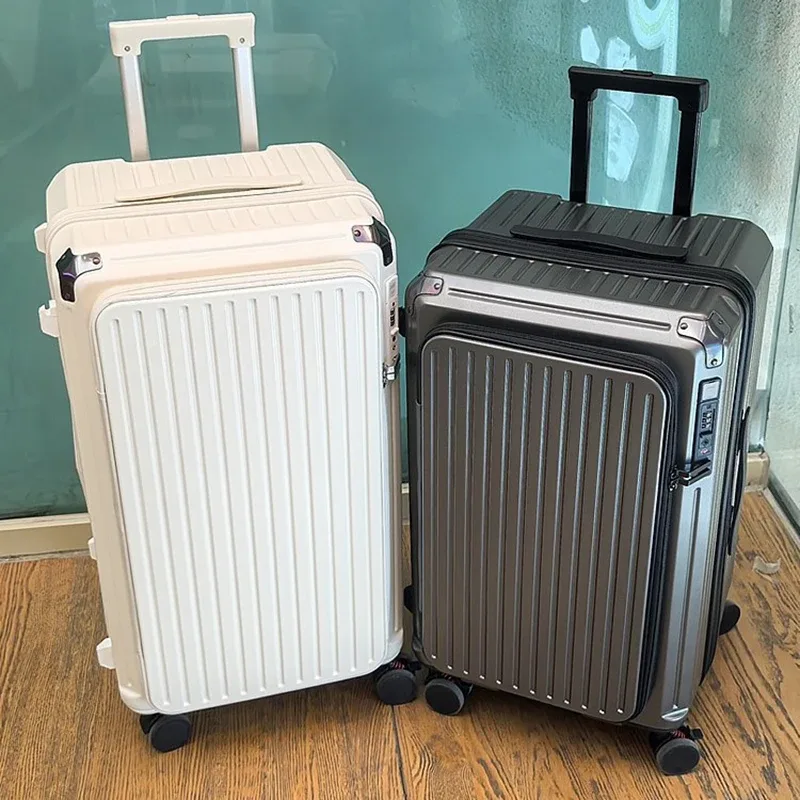 valise extensible multifonctionnelle de 20 pouces avec compartiment à ouverture frontale compatible avec la carte d'embarquement pour hommes et femmes