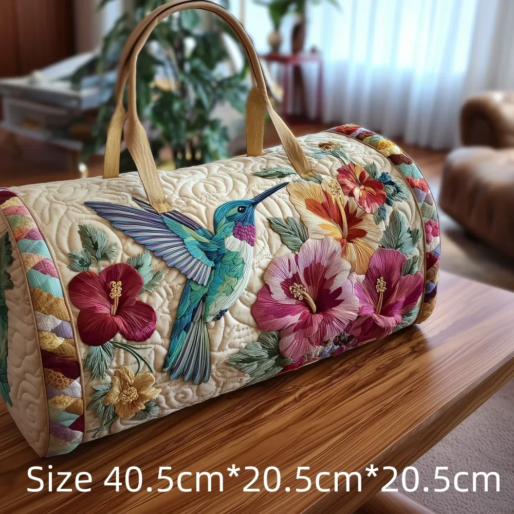 sac de voyage matelassé 3d vintage tendance, imprimé floral oiseau cardinal, sac de week-end, de sport ou de plage durable, sac fourre-tout pour femme