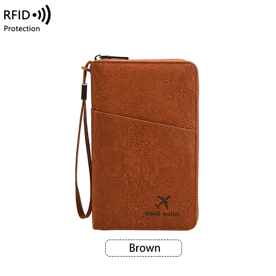 porte-passeport anti-rfid multifonctionnel, organiseur de documents de voyage, sac de rangement pour billets, portefeuille pour plusieurs passeports