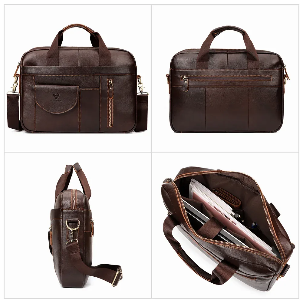 humerpaul sac porte-documents pour homme couche supérieure en cuir fabriqué à la main pour ordinateur portable avec plusieurs compartiments messager d'épaule d'affaires