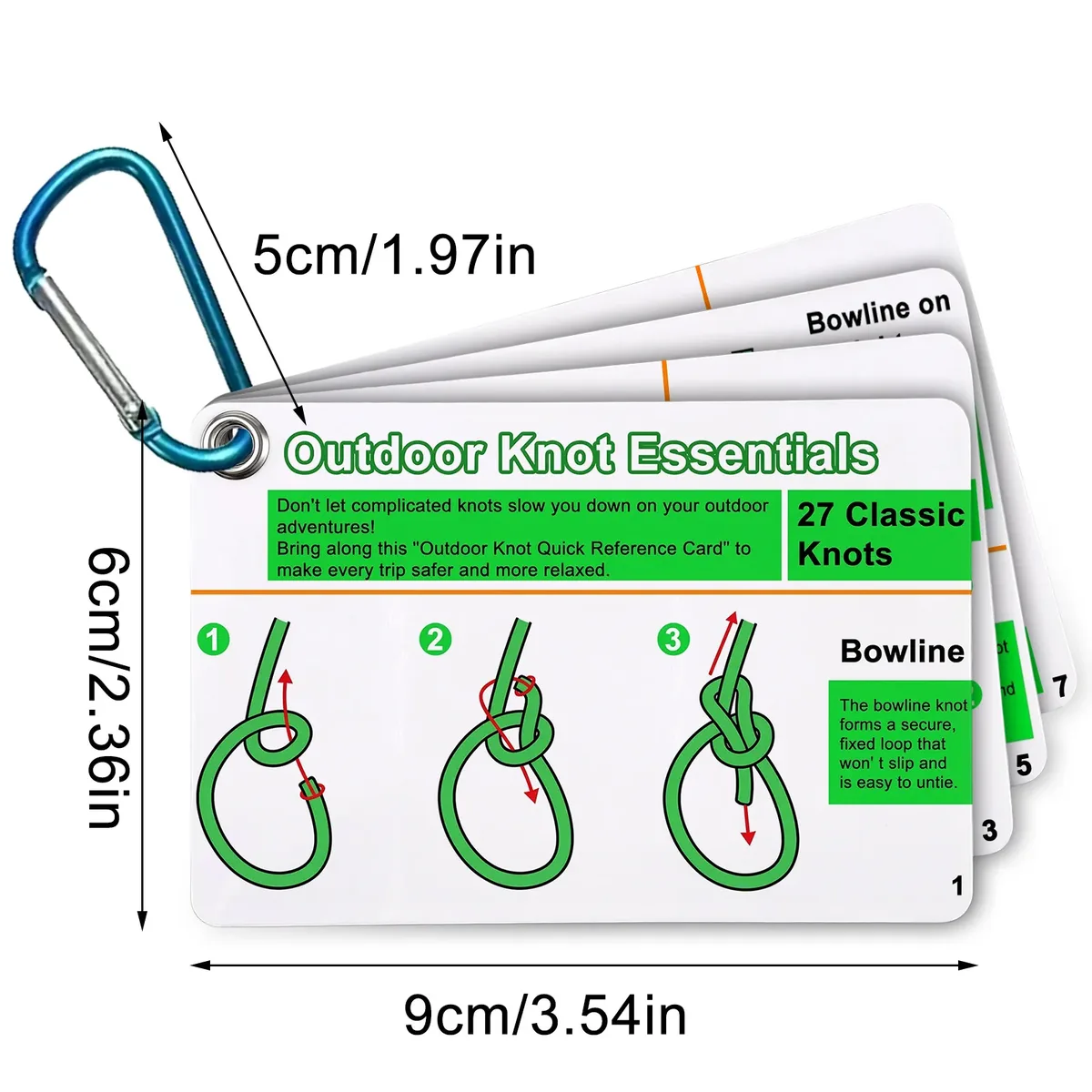 cartes de guide pour la nouage de nœuds en extérieur, en plastique imperméable, équipement de survie d'urgence pour sac à dos, pour scouts, randonneurs, cadeaux de camping