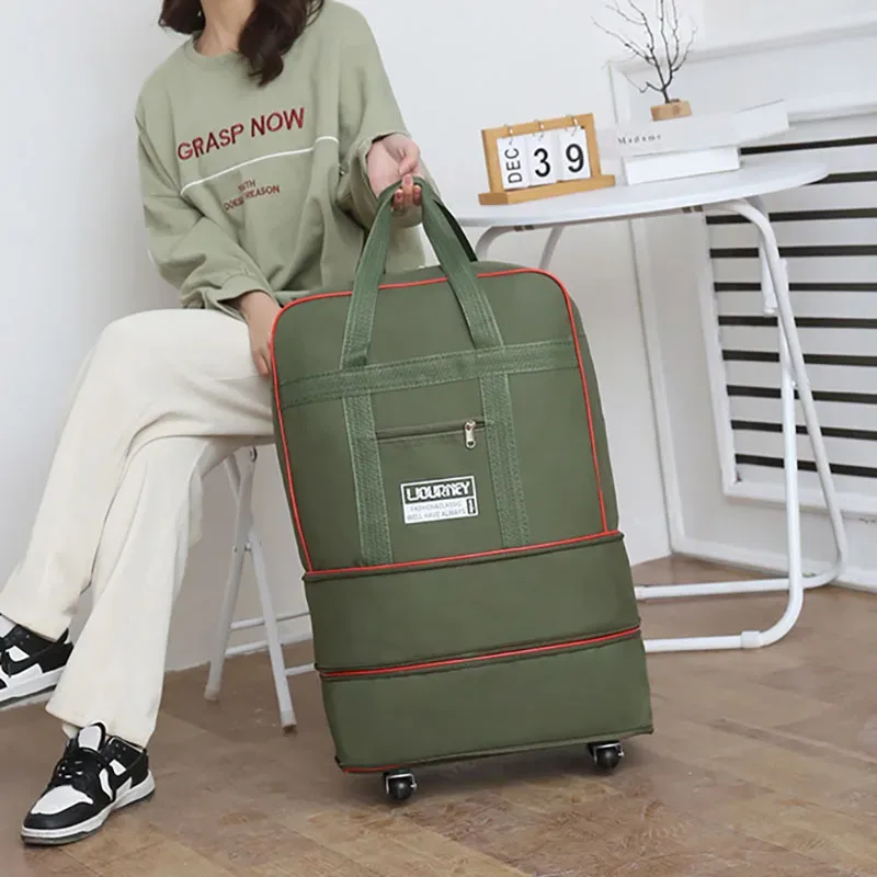 sac de voyage pliable, compartiment à bagages, boîte de rangement à roulettes pivotantes, sac à bagages télescopique grande capacité, sac de nuit