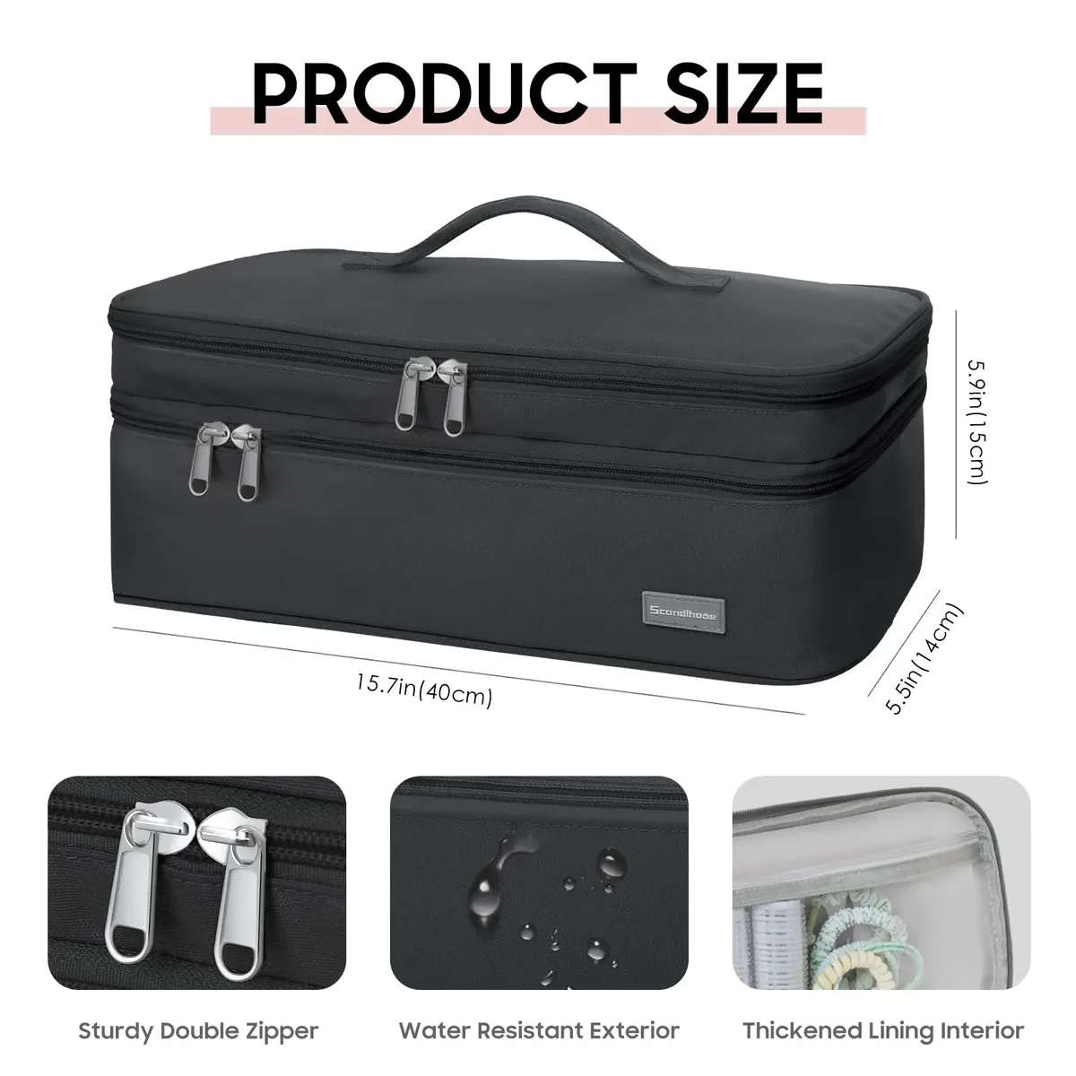 étui pour sèche-cheveux, sac de rangement portable pour outils de coiffure, boîte organisatrice double couche pour fer à boucler, pince et brosse, étui de transport