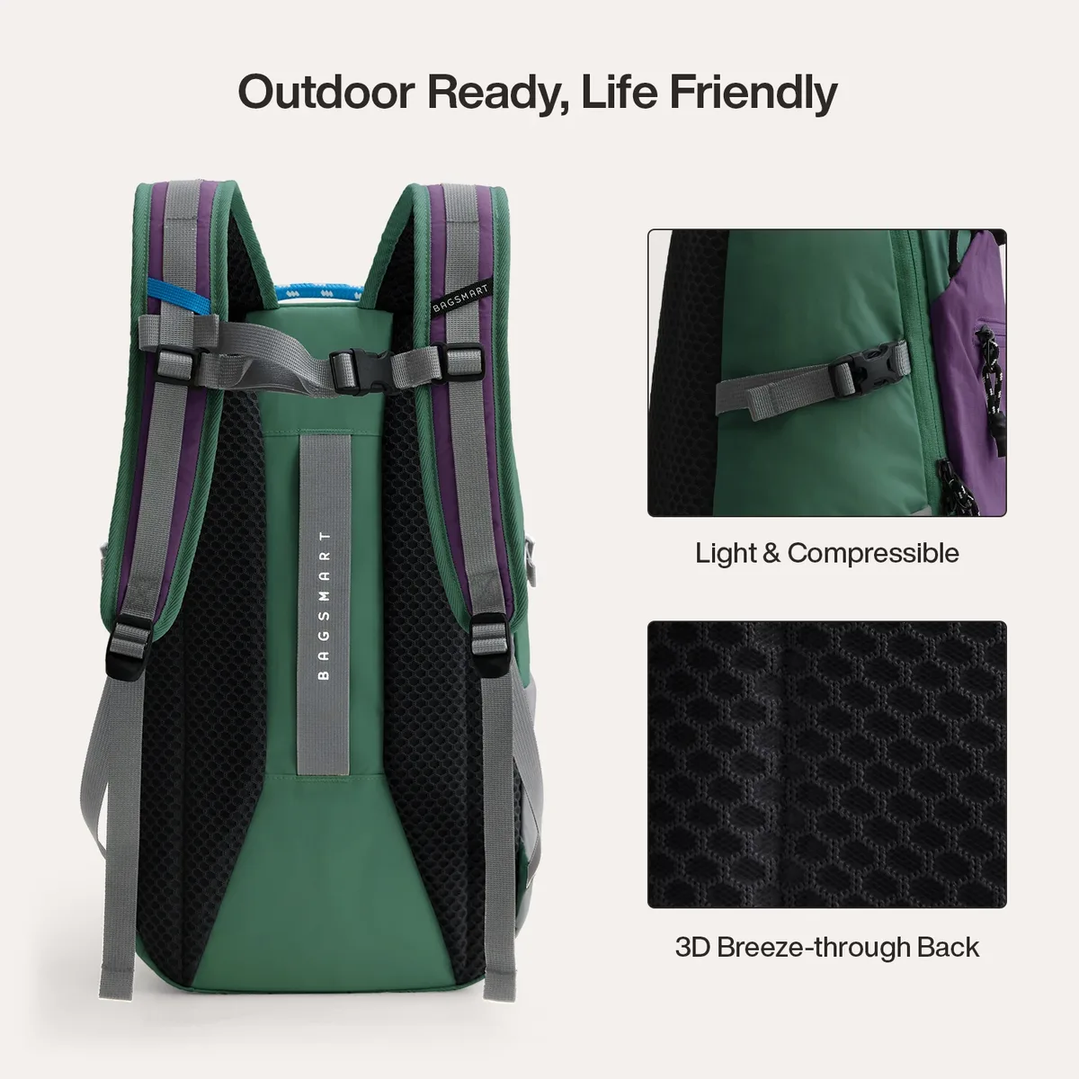 bagsmart sac à dos d'école pour femmes, sacs d'école imperméables en nylon, convient aux ordinateurs portables de 14 pouces, léger, durable, pour les voyages, les déplacements, la randonnée