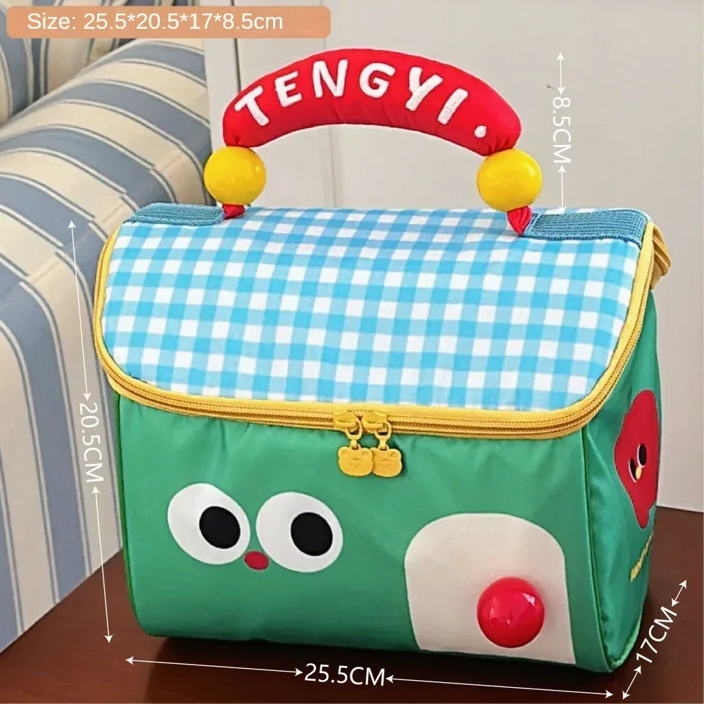 sac de maquillage mignon style cottage, grande capacité, multifonctionnel, sac isotherme pour le déjeuner, sac à main, trousse de beauté