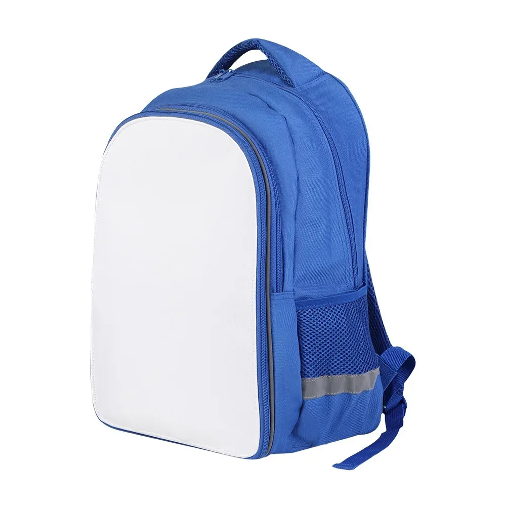 sac à dos d'étudiant noir vierge pour sublimation, double couche, avec bande de protection fluorescente pour impression par transfert thermique