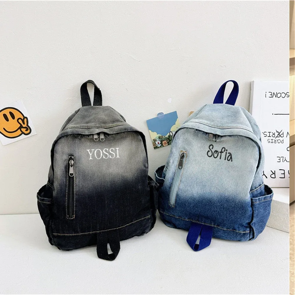sac à dos personnalisé en jean dégradé, nouvelle collection automne-hiver, pour filles et garçons, idéal pour 