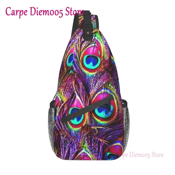 sac à bandoulière plume de paon, sac à dos de randonnée, sac de jour, sac de poitrine, sac à bandoulière pour femmes et hommes