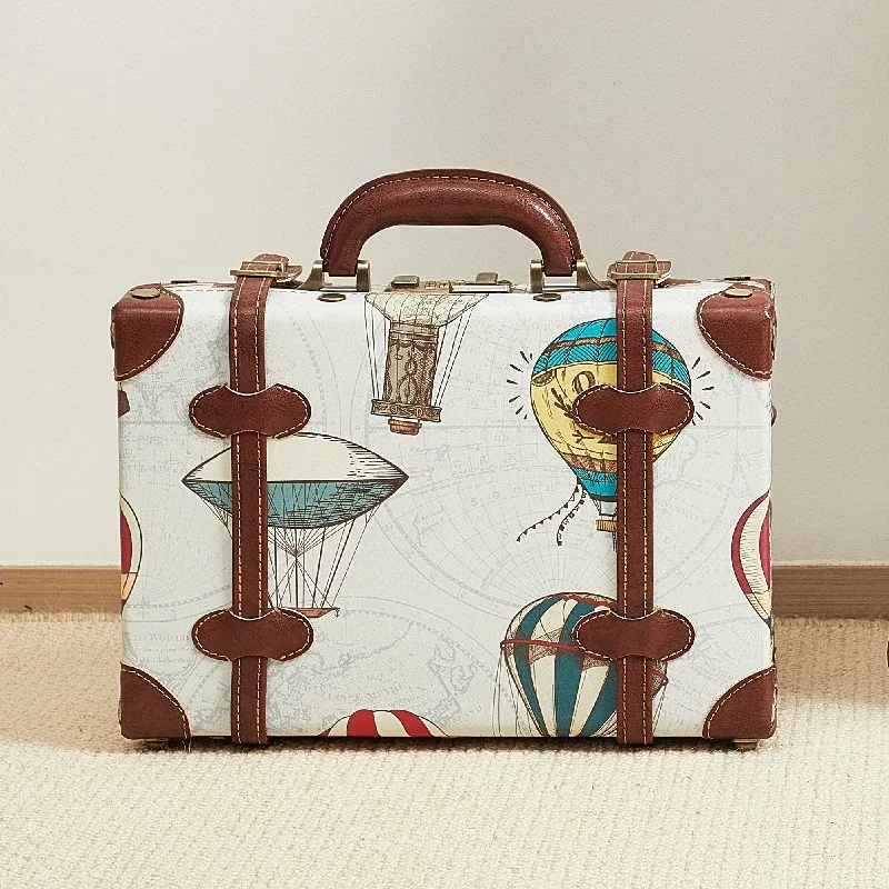 valise vintage fabriquée à la main, mallette d'affaires, mini valise de voyage, étui de maquillage, verrouillage par mot de passe, organisateur de rangement de bagages en cuir