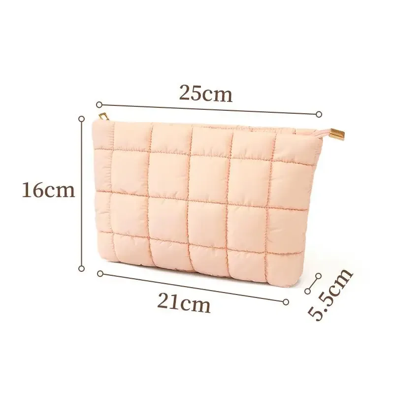 sac matelassé carré pour cosmétiques femme, pochette de rangement maquillage, organiseur simple pour rouge à lèvres et articles de toilette, petit sac à main