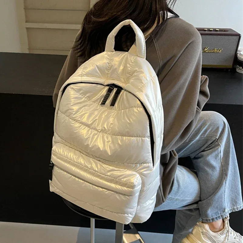 sac à dos d'école rembourré en coton imperméable pour femme, sac à dos décontracté pour femme, sacs de voyage, mode initiée, automne, hiver