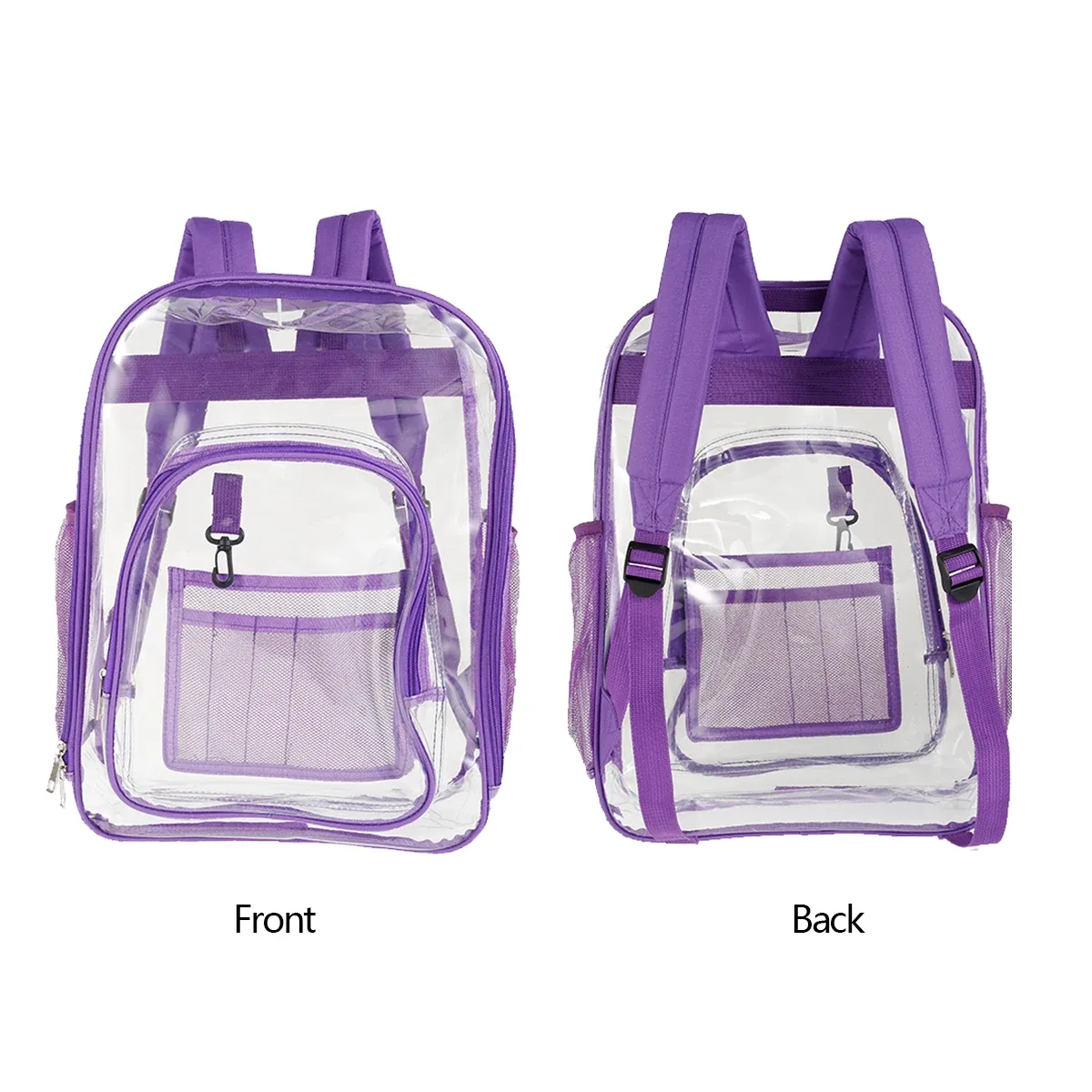 sac à dos transparent de grande capacité, sac d'école à fermeture éclair, pvc visible, sac étanche pour le travail, le camping, l'école, le voyage, le sac de collation