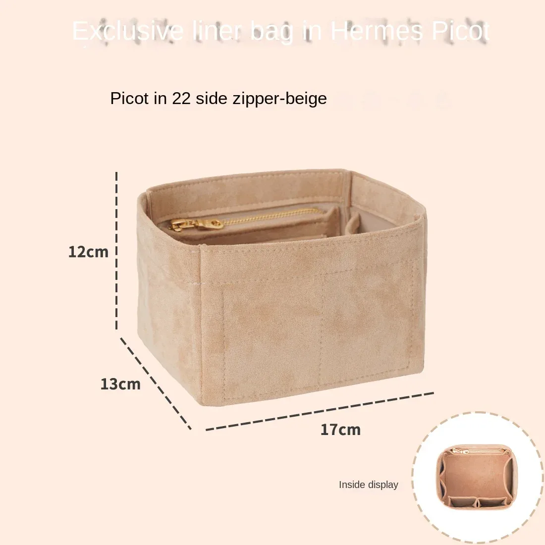 convient pour h picotin 18 22 sac à main de rangement robee moelleux insérer organisateur pour sac à main de luxe sac cosmétique organisateur voyage maman sac