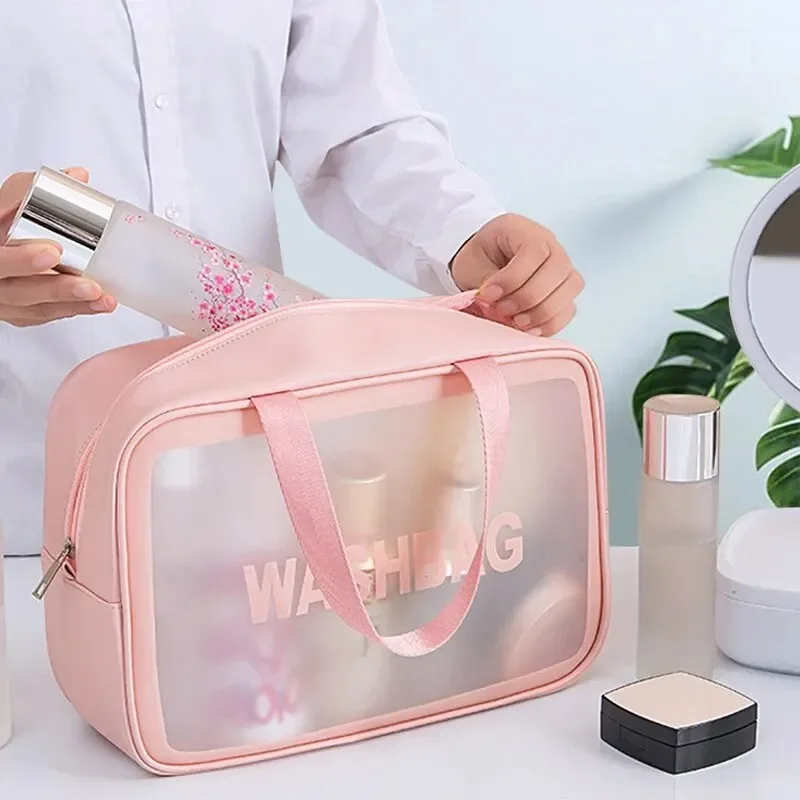 trousse de toilette de voyage, grande trousse transparente pour articles de toilette, sacs de maquillage imperméables et drainants, trousse de lavage épaissie en pvc pour femmes et hommes