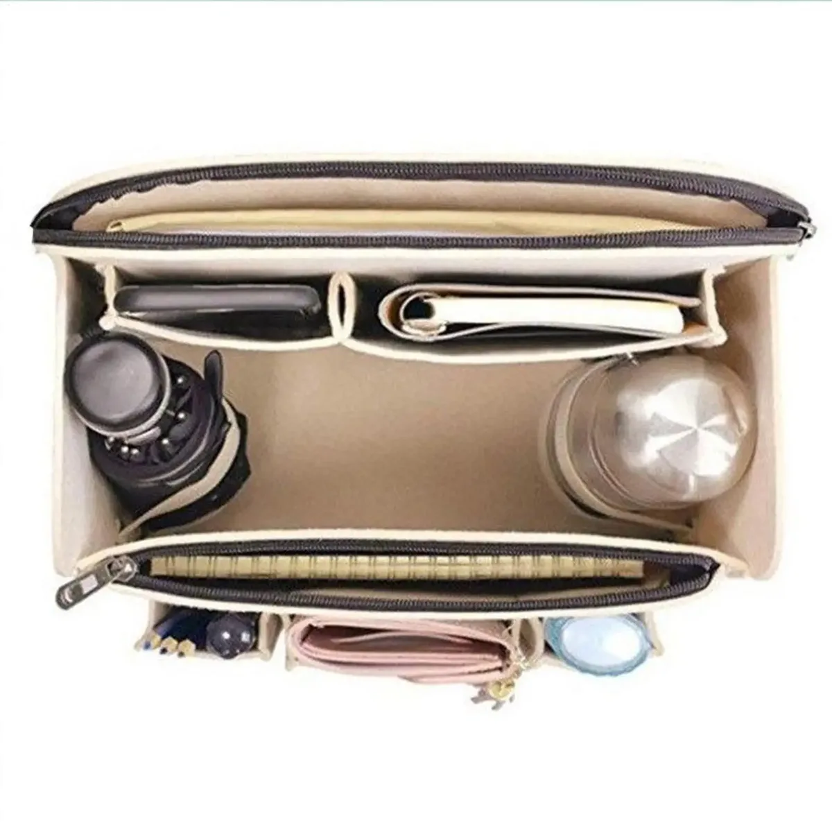 organisateur de sac à dos multi-poches grande capacité en feutre pour rangement intérieur de sac à dos, sac de rangement pour livres