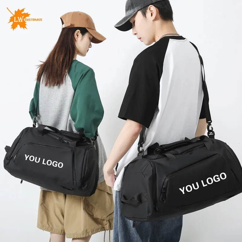 Sac de fitness personnalisé avec logo imprimé, sac de voyage, séparation sèche et humide, compartiment à chaussures indépendant, sac de basket-ball