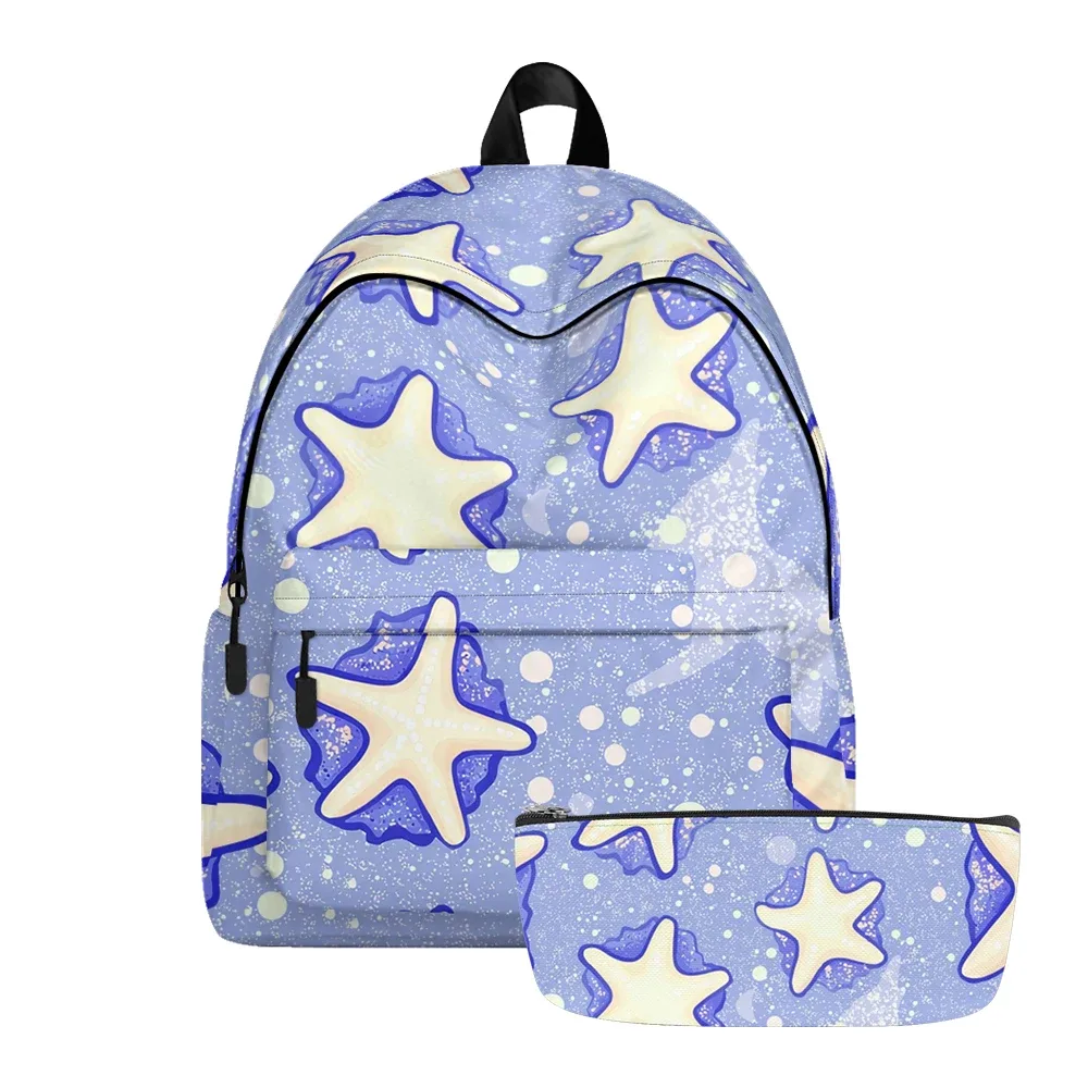 sac à dos imprimé étoile de mer sur le thème de l'océan, sacs à crayons, sangles réglables, léger et durable, sac à dos de voyage scolaire, ensembles pour adolescents