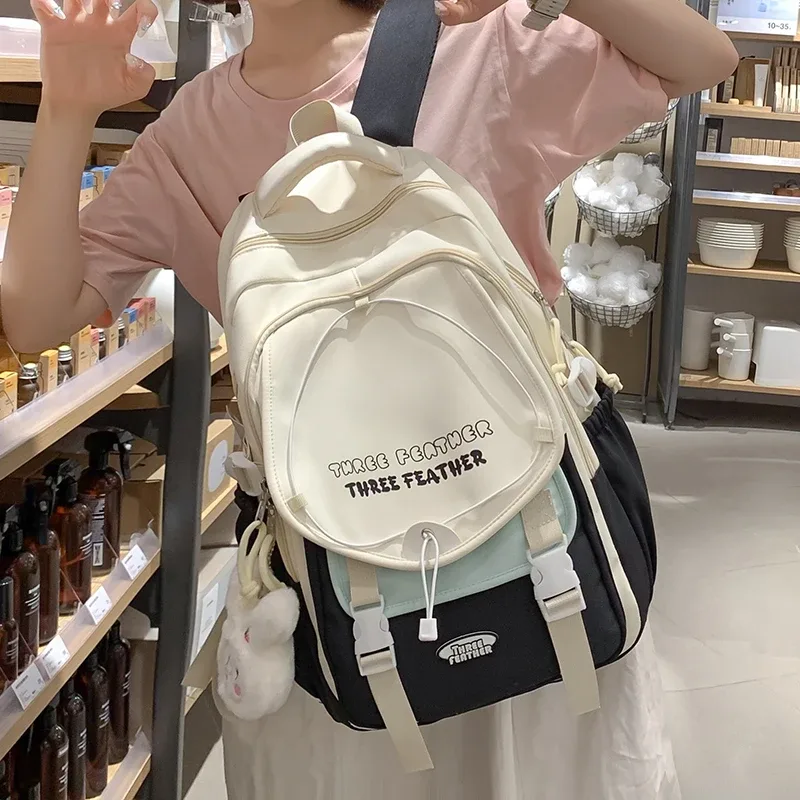 sac à dos avec pendentif de dessin animé ins de style coréen, sac à main pour femmes, sac d'école de grande capacité pour étudiants, sac de transport et de voyage