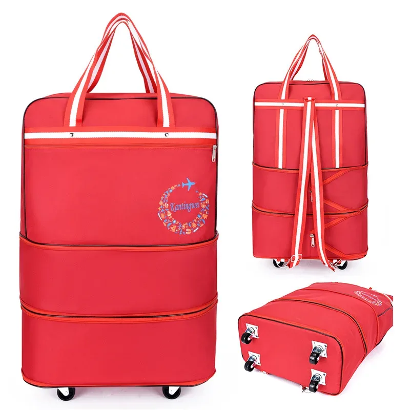 Sac à Bagages de Voyage à Air Vérifié, Roue Universelle Pliable, Rangement Mobile, Oxford, Cubes d'Emballage Étanches