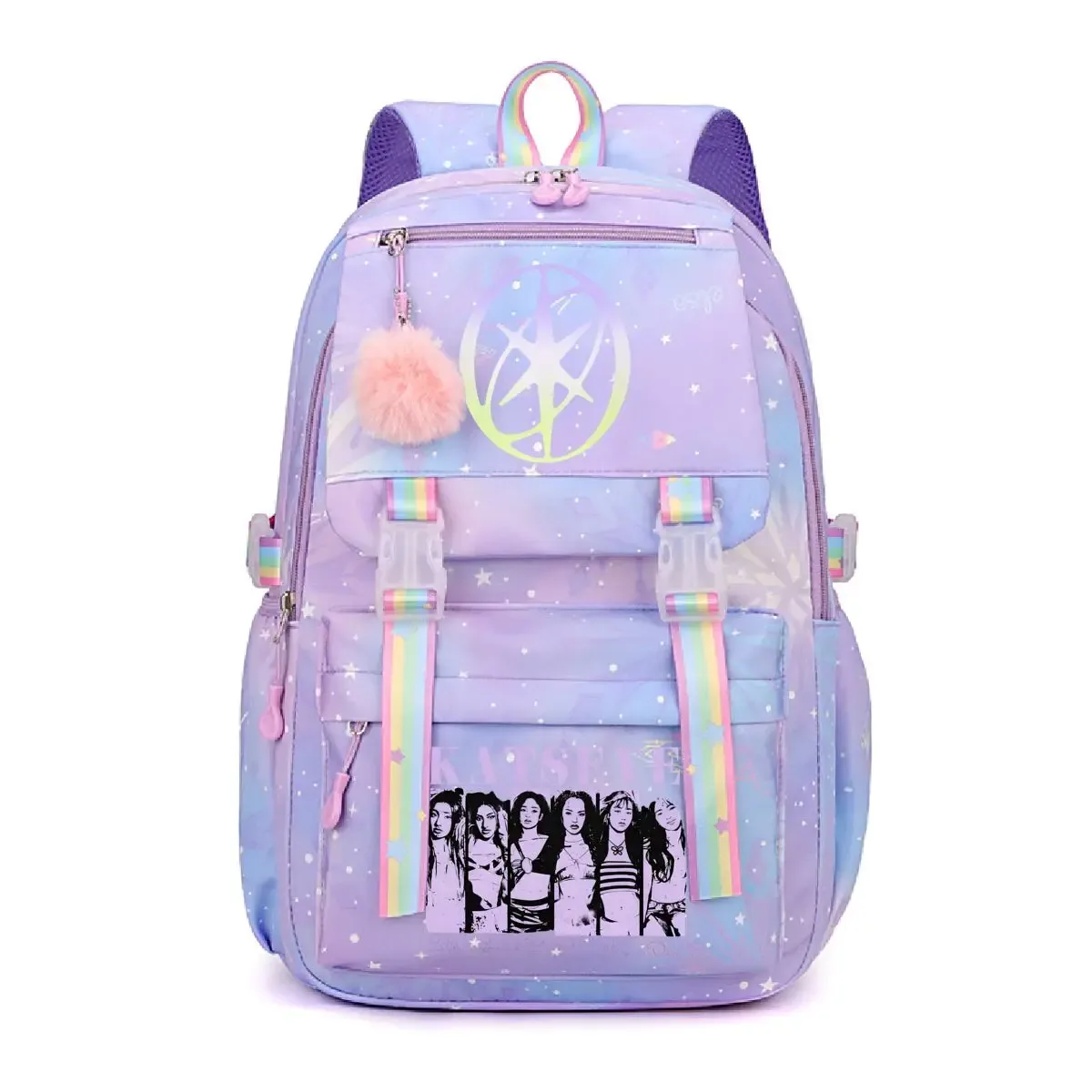 sac à dos scolaire vintage coréen ulzzang pour enfants et adolescents, motif kpop girl group katseye, sac à dos pour femmes