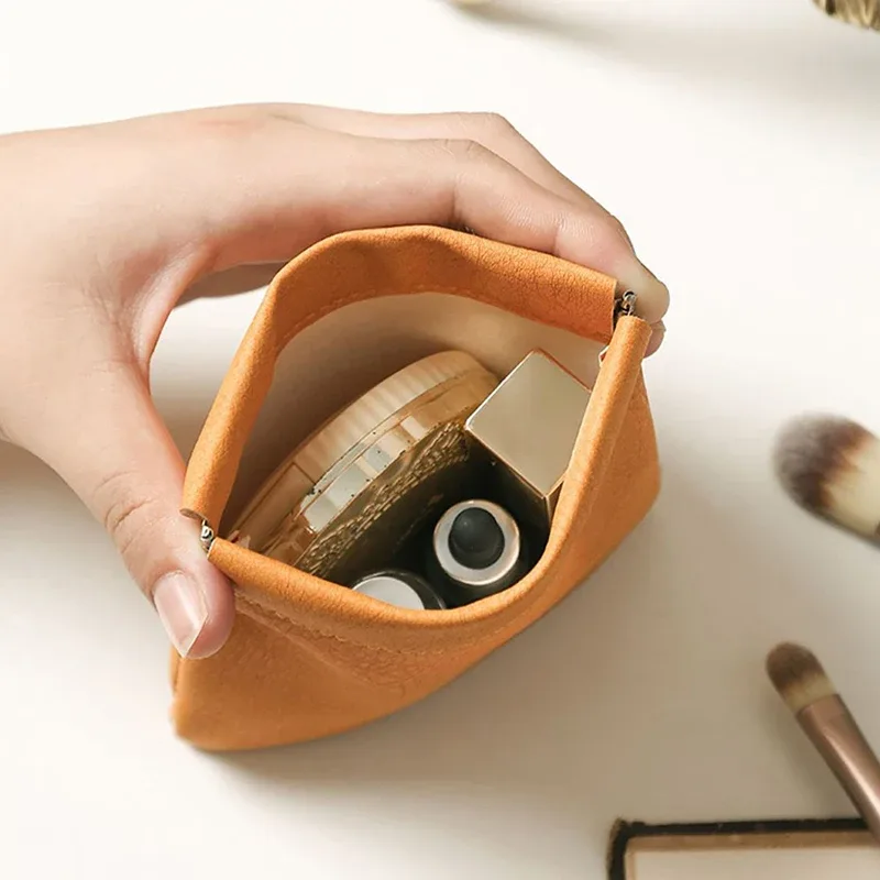 sac de rangement en poudre pour rouge à lèvres, pochette cosmétique, câble en cuir, banc, pièces de monnaie, bijoux, écouteurs