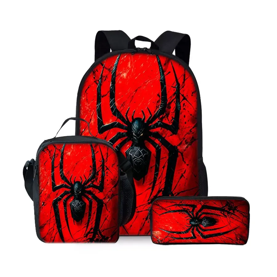 nouvel ensemble de sacs à dos trois pièces à motif araignée pour garçons et filles – meilleurs cadeaux – sac à dos scolaire 2d plat dessin animé pour enfants