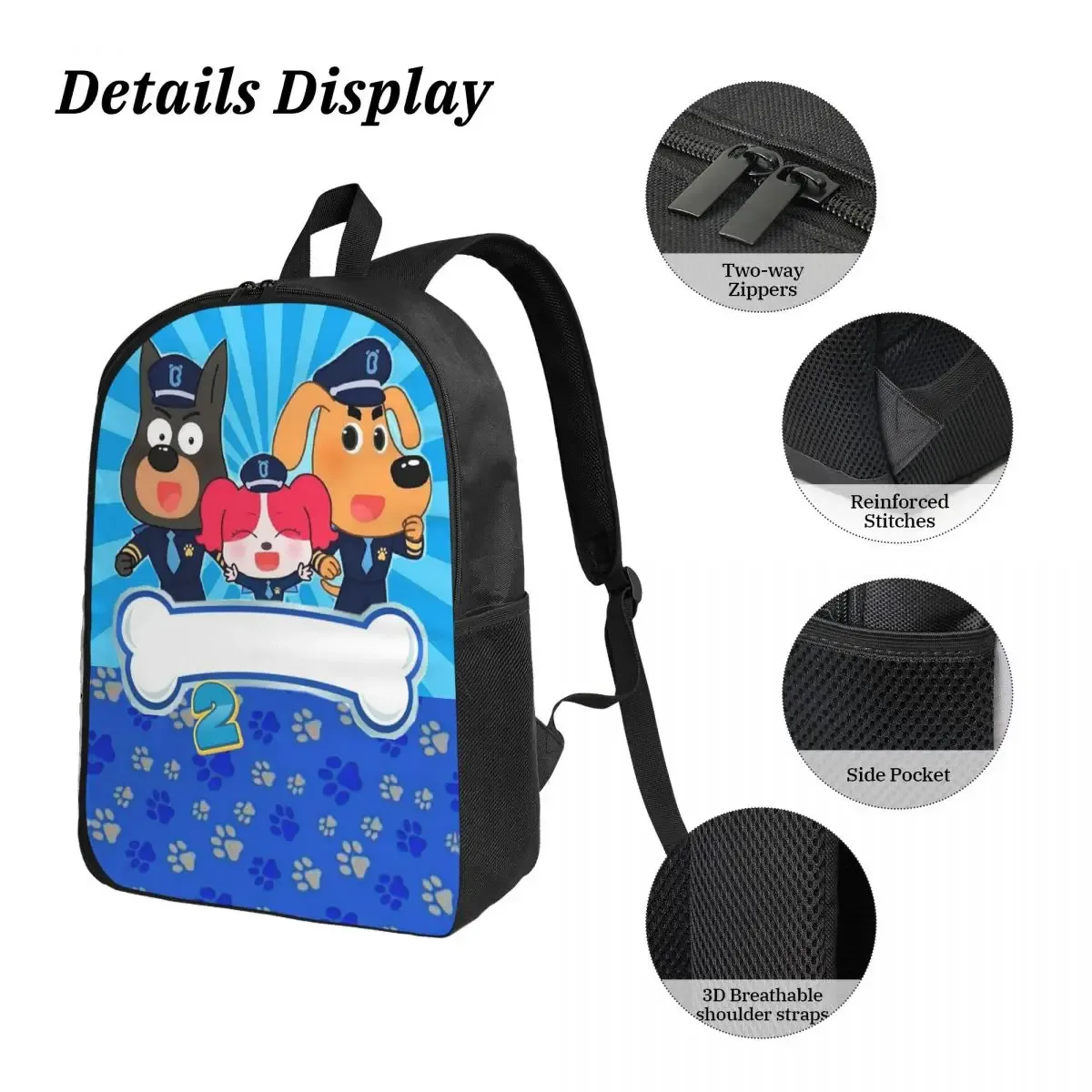 sac à dos sheriff labrador pour étudiants, garçons et filles, sac d'école, sac à bandoulière pour ordinateur, 3 pièces, sac à déjeuner isotherme, trousse à crayons