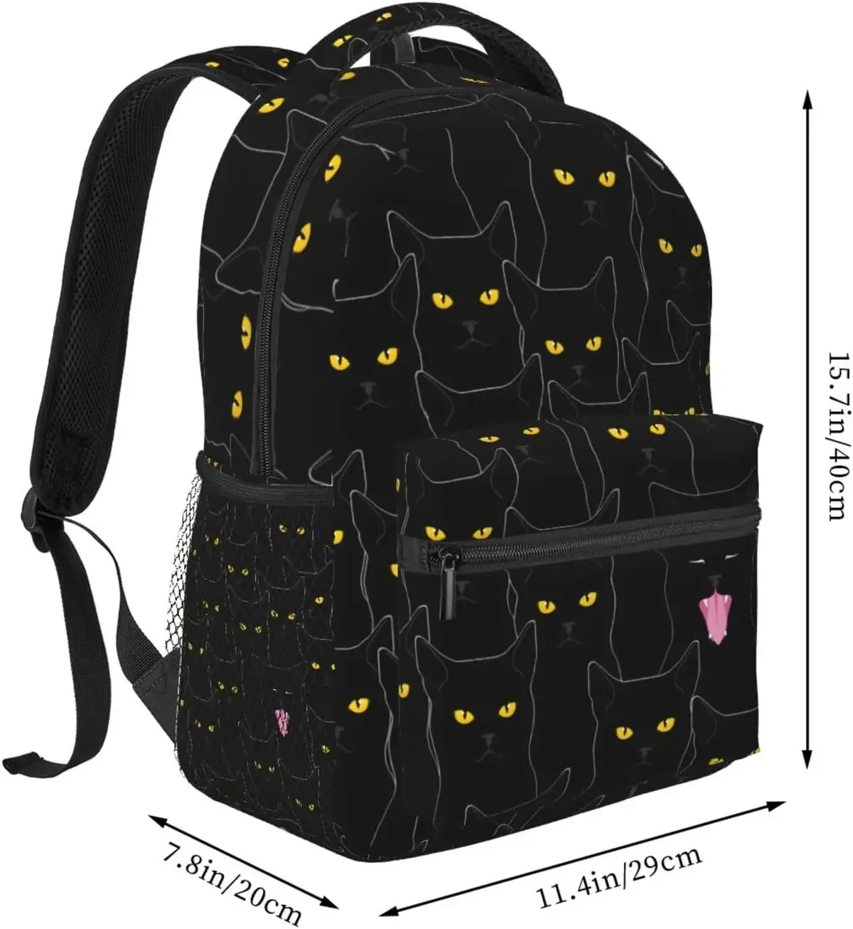 Chat noir Cool sac à dos pour l'école sacs pour ordinateur portable Bookbag grand sac à dos décontracté pour étudiant filles garçons enfants adolescents voyage sport travail