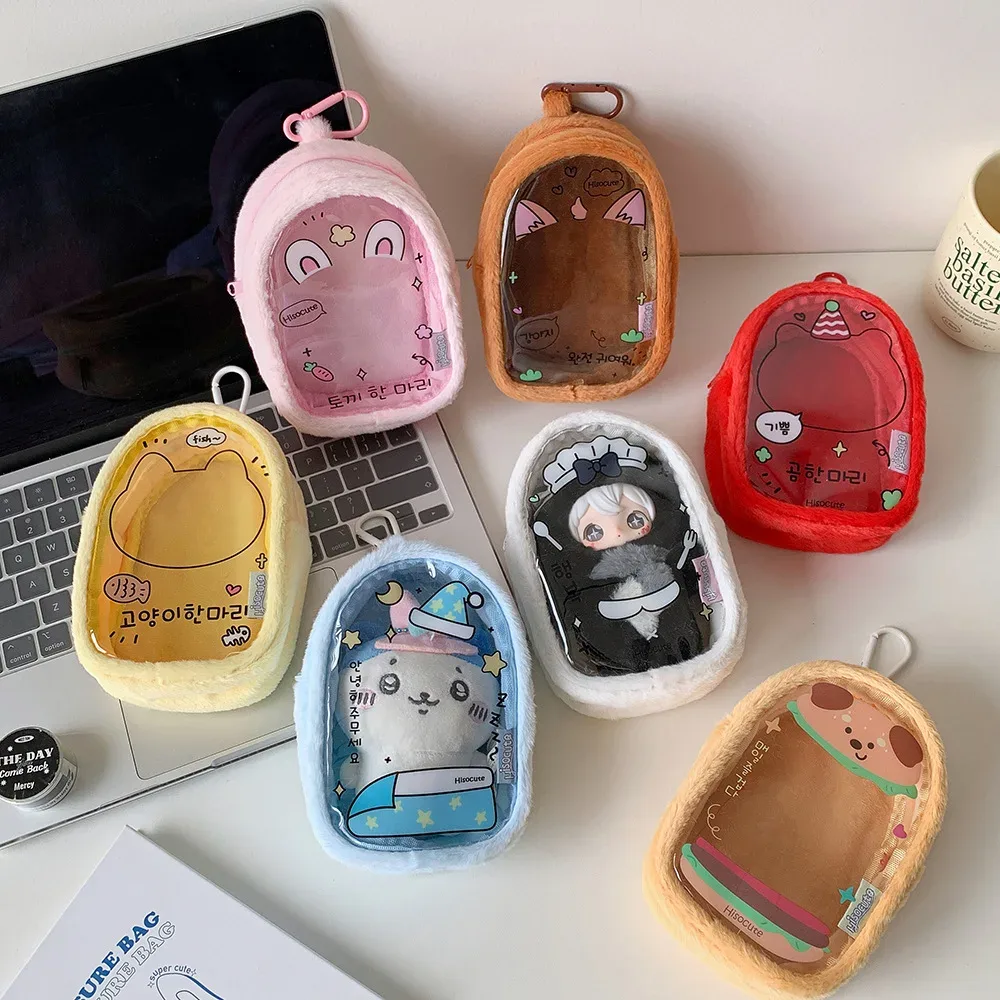 Sac de rangement de poupée en peluche de 10cm, pochette suspendue de personnage de dessin animé k-pop, sac de transport de poupée Ita pour étudiants, sac à dos Transparent en PVC pendentifs
