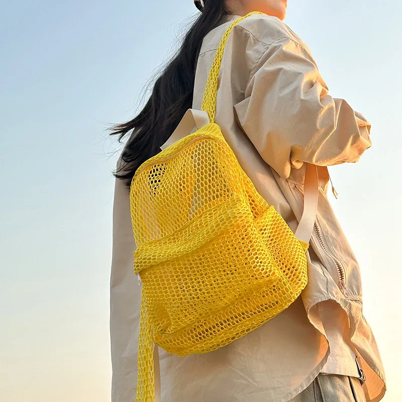 nouveautés petit sac à dos en maille sacs femmes mode couleur unie sacs à dos femmes voyage simple plage étudiant école sacs à dos