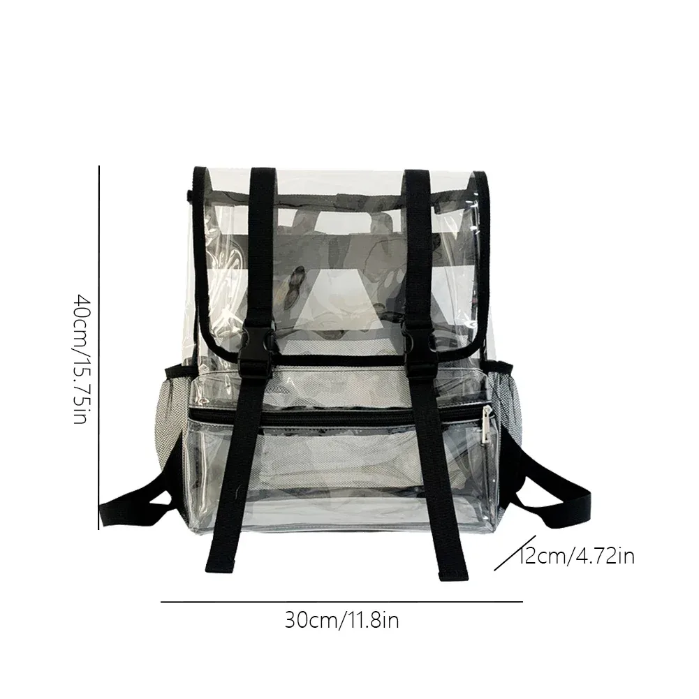sac à dos transparent pour ordinateur portable en pvc, imperméable, décontracté, grande capacité, simple, portable, transparent, solide, pour femmes et hommes