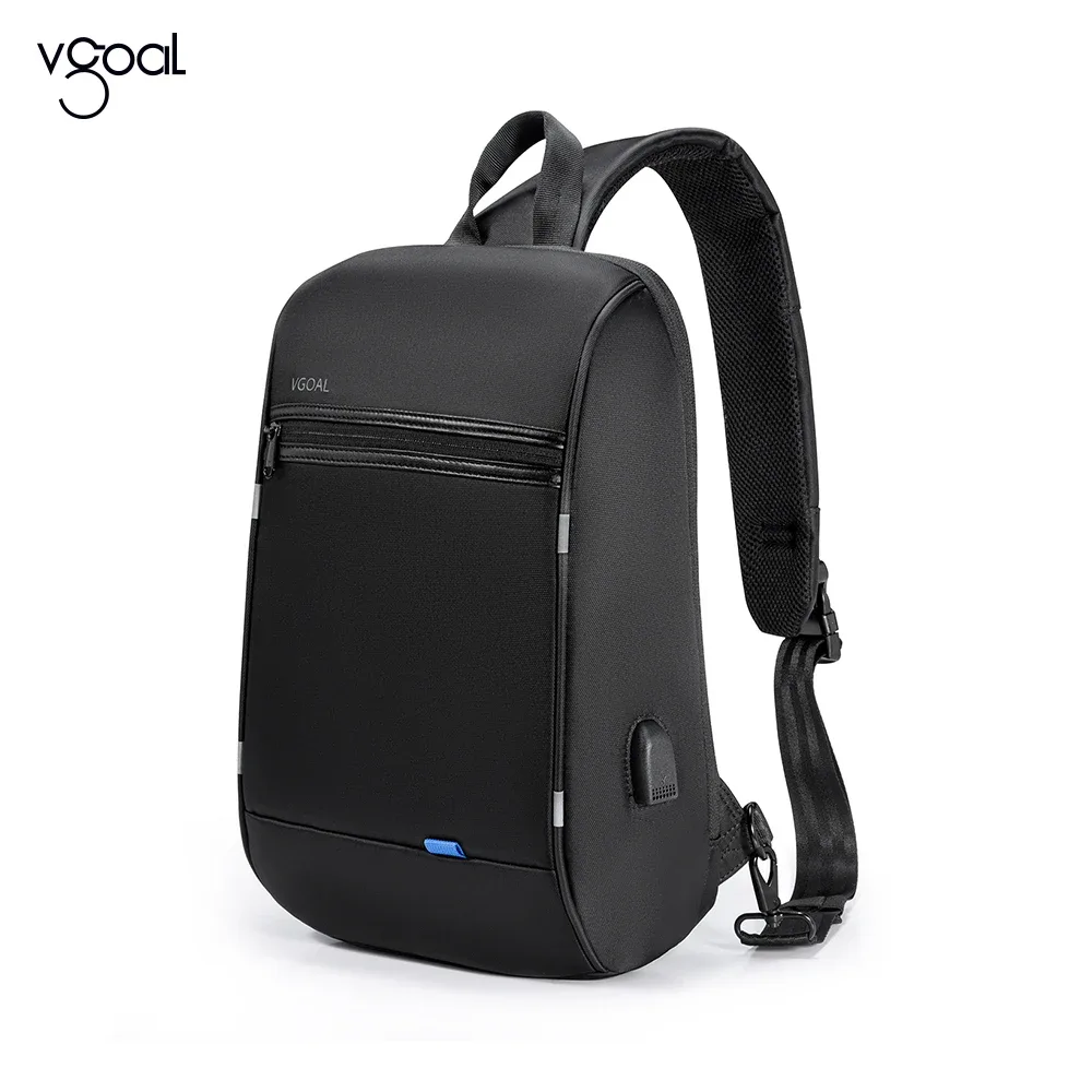 Sac à dos Kingsons Group VGOAL pour hommes et femmes, sac à bandoulière pour ordinateur portable 14 pouces avec chargement USB, sac de poitrine léger