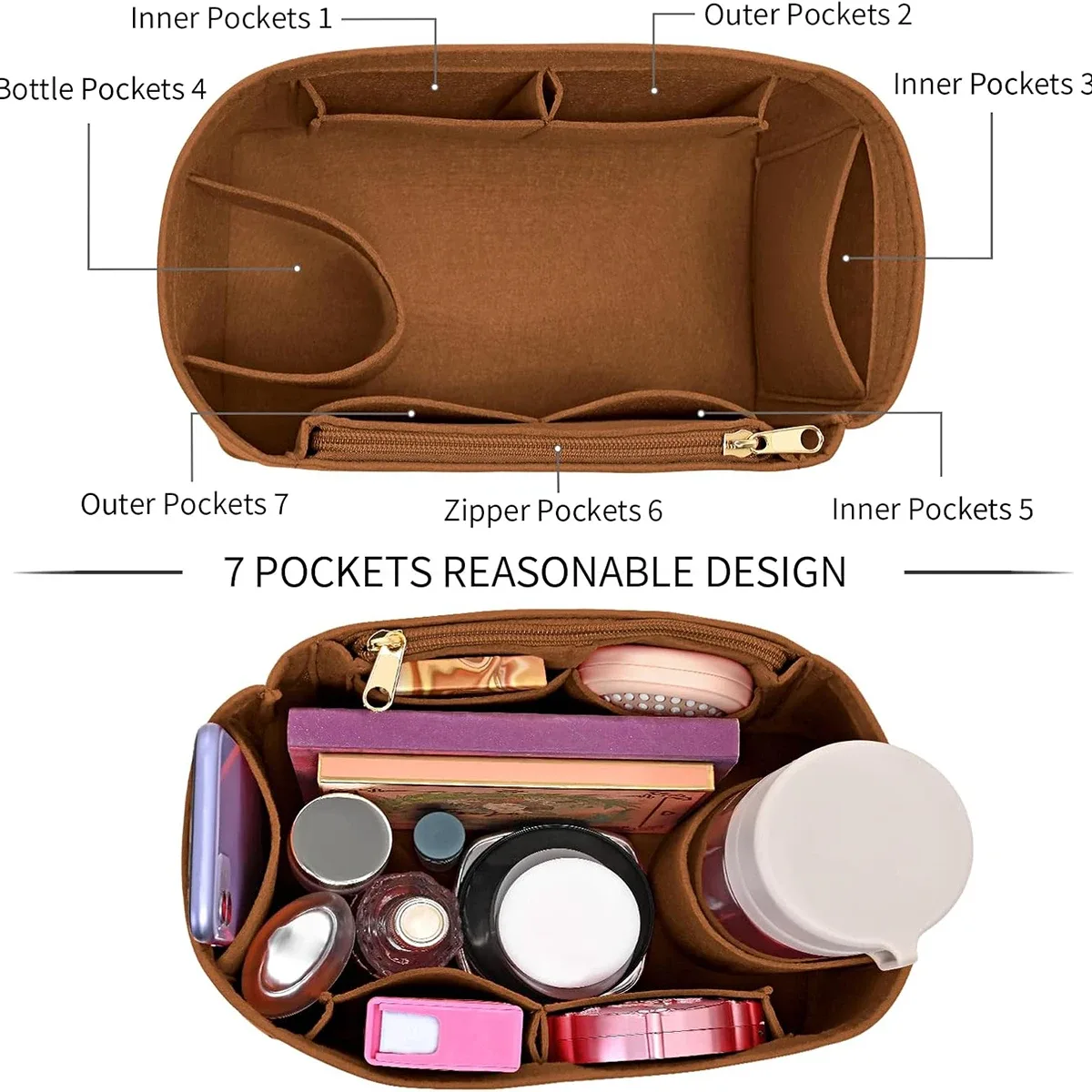 organisateur de sac à main à rabat en feutre pour lv speedy 25 30 35, sac intérieur de maquillage, sac à main de voyage, fourre-tout de rangement, accessoires