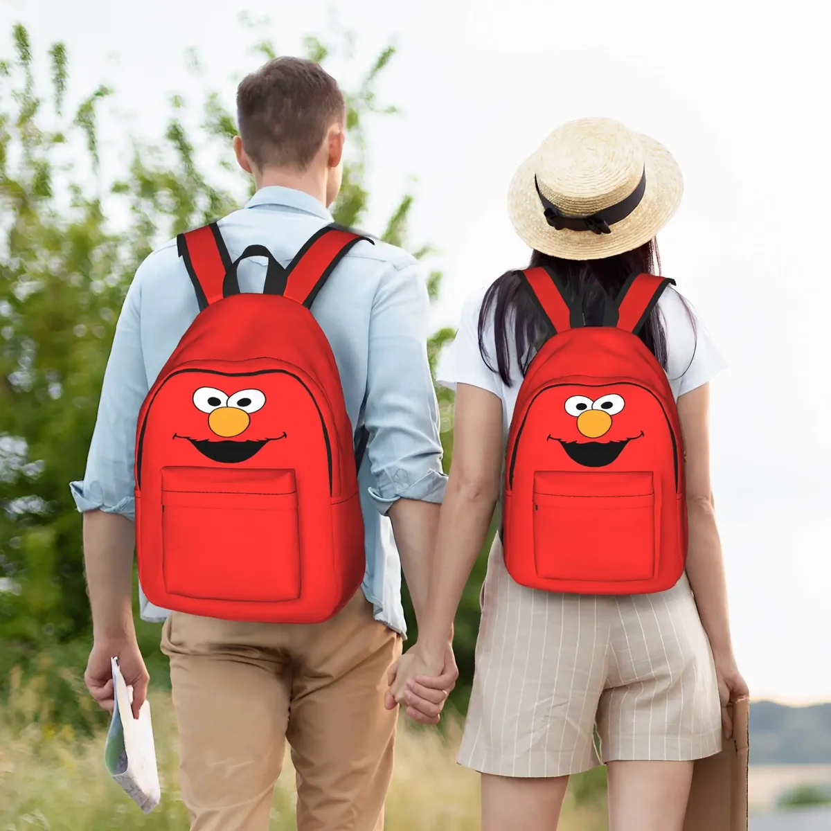 sac à dos décontracté elmo, idéal pour le lycée, la randonnée, les voyages, le thème sesame street, sac à dos de jour pour hommes et femmes, sac à bandoulière pour ordinateur portable