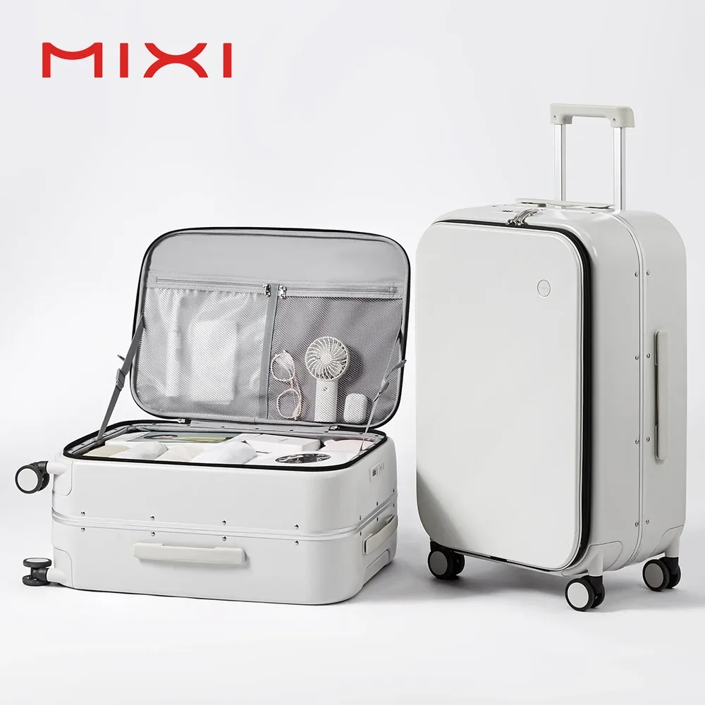 Mixi nouveau PC cadre en aluminium valise ouverture avant bagage de voyage roulant 20 pouces bagage à main 24 26 pouces M9291