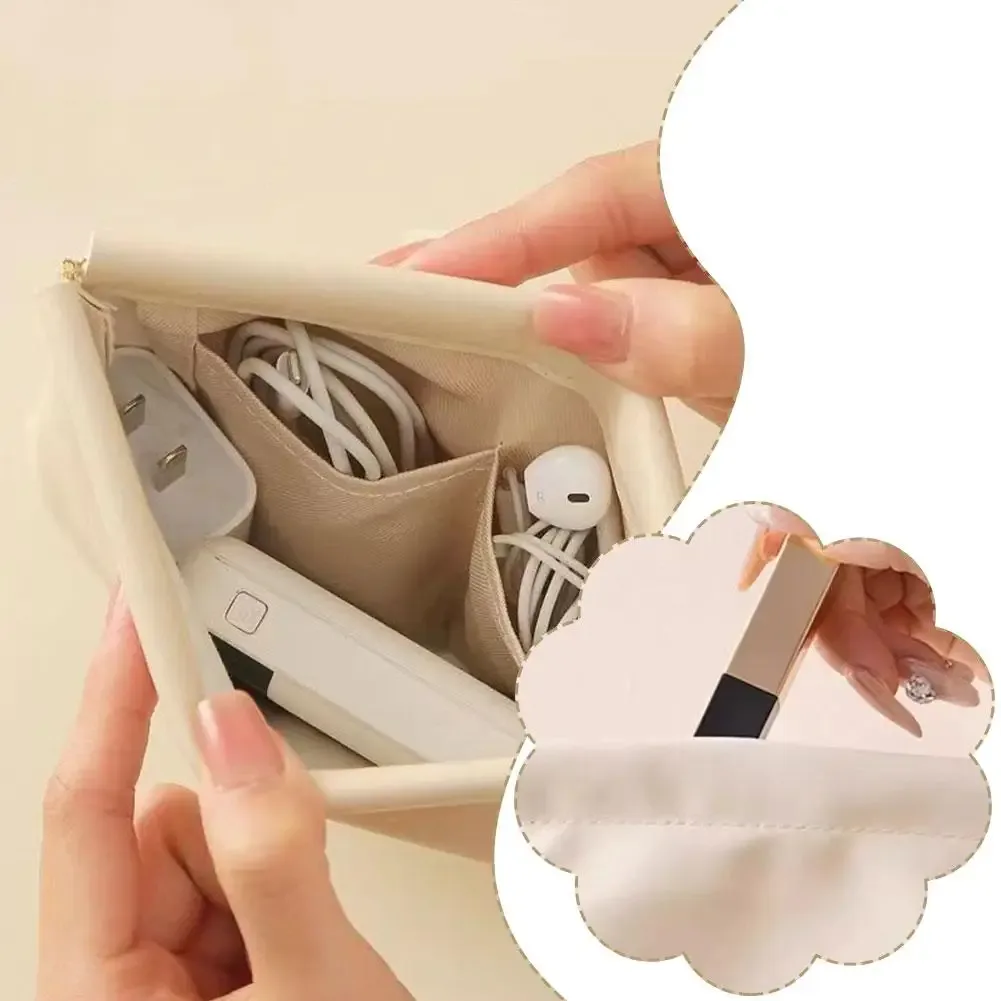 mini sac à fermeture automatique en pu, sac de rangement portable pour écouteurs, câbles de charge, portefeuille zéro, pièces de monnaie et rouges à lèvres
