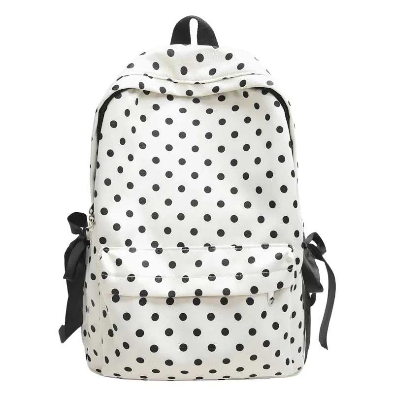sacs à dos à pois pour femmes, sacs d'école à nœud de grande capacité pour adolescentes, sacs de loisirs ou de voyage en nylon doux, nouveau paquet de livres 2025