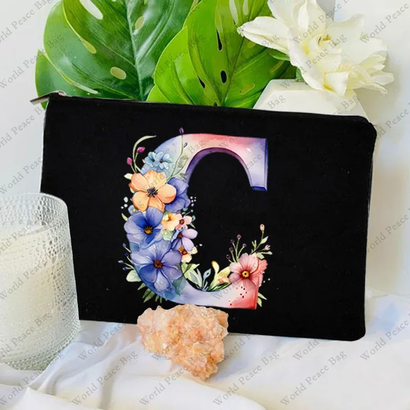 1 pc sac à lettres initiales sac de maquillage avec lettres pour femmes sac à cosmétiques initiales a-z sac de maquillage personnalisé sac de voyage, cosmétique initial