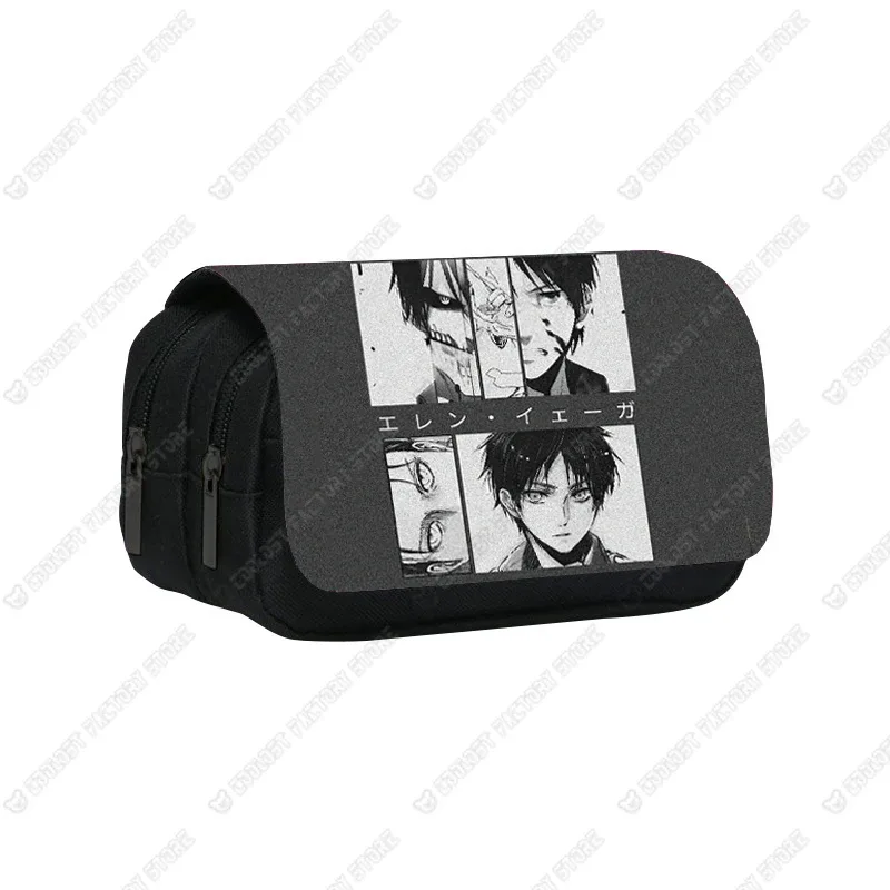 trousse à cosmétiques shingeki no kyojin, sac à stylos, levi eren, boîte à crayons, porte-brosse, étuis scolaires, anime attack on titan