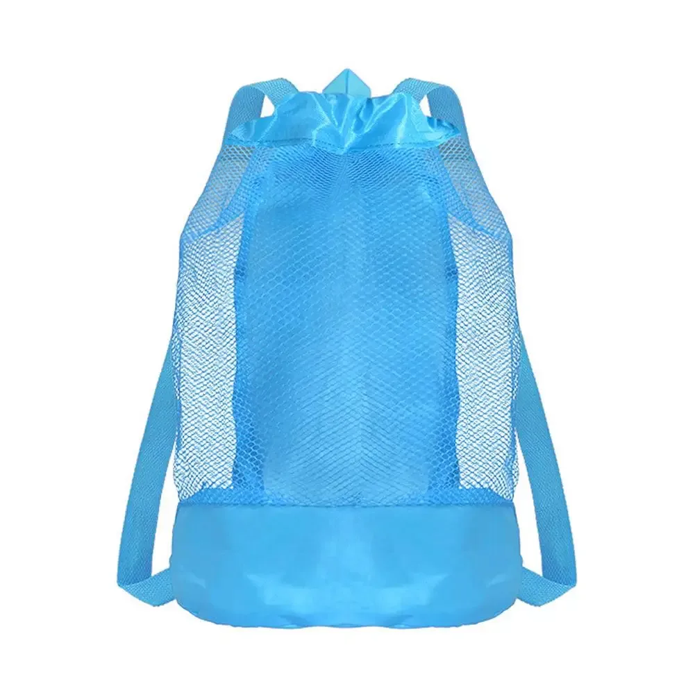 grand sac de plage en filet pour enfants, sac à dos pliable pour jouets de sable, sacs de rangement pour piscine, sac fourre-tout de voyage en filet à double bretelles