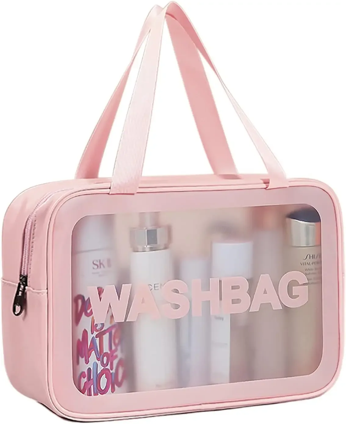 grande capacité, sac cosmétique transparent en pvc imperméable, sac de voyage portable pour le rangement des maquillages, sac à main en cuir pu, organisateur de toilette.