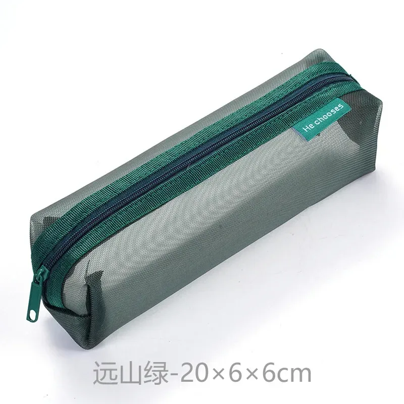 sac à cosmétiques en maille de nylon transparent simple, sac de papeterie pour étudiants, trousse à crayons, sac de rangement portable de grande capacité, pochette de maquillage