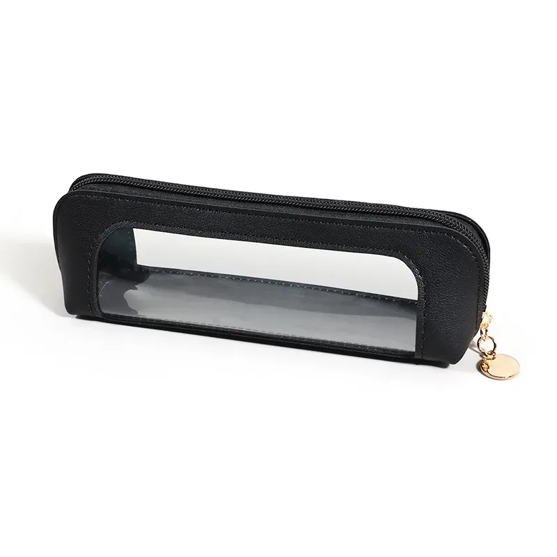 sac à cosmétiques transparent et étanche en pu, sac de rangement pour pinceaux de maquillage de voyage à fermeture éclair, pochette de rangement pour cosmétiques, trousse à crayons
