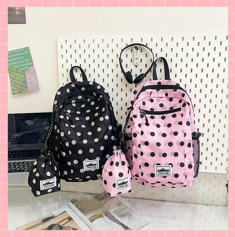 sac à dos décontracté à pois pour femme, idéal pour les voyages, le sport en plein air, l'escalade, le transport quotidien et les loisirs