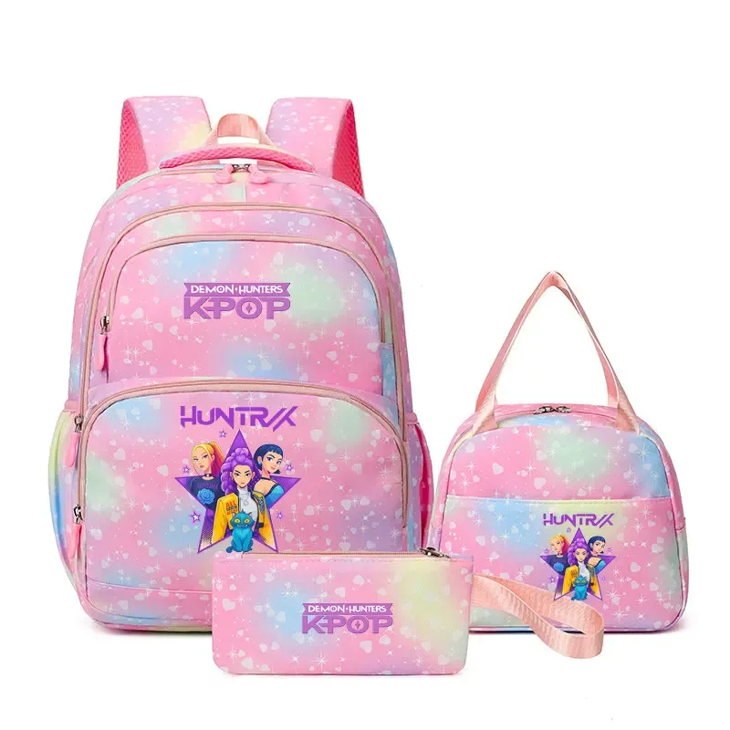 sacs à dos kpop demon hunters pour garçons et filles, sacs d'école pour adolescents, hommes et femmes, sacs à dos en nylon, mochilas de voyage, 3 pièces/ensemble