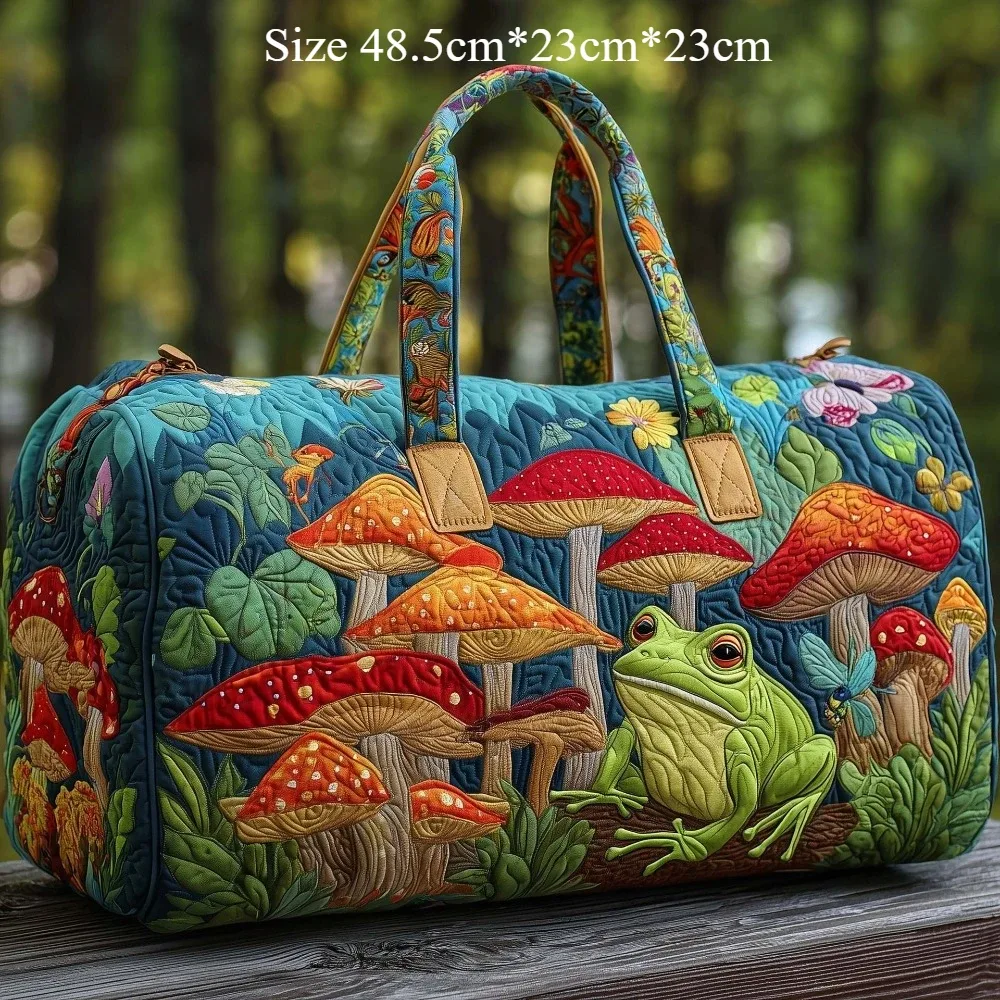 sac de voyage 3d artisanal matelassé, sac de week-end bohème hippie, motif champignon, grenouille, bus vintage, pour hommes et femmes, sacs de sport, de yoga et de nuit