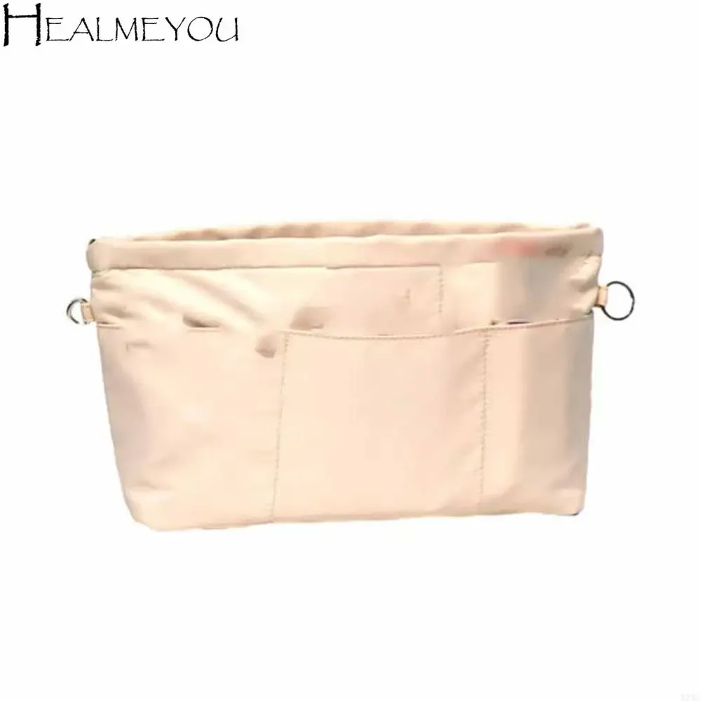 Organisateur de cosmétiques Vintage, sacs de rangement avec fermeture éclair, sac à main multi-poches, sac intérieur multifonctionnel de couleur unie pour femmes