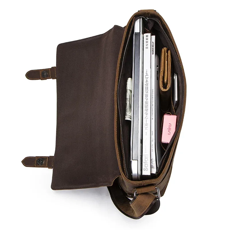 contact's crazy horse – sac à main vintage en cuir véritable pour hommes, sacs à bandoulière