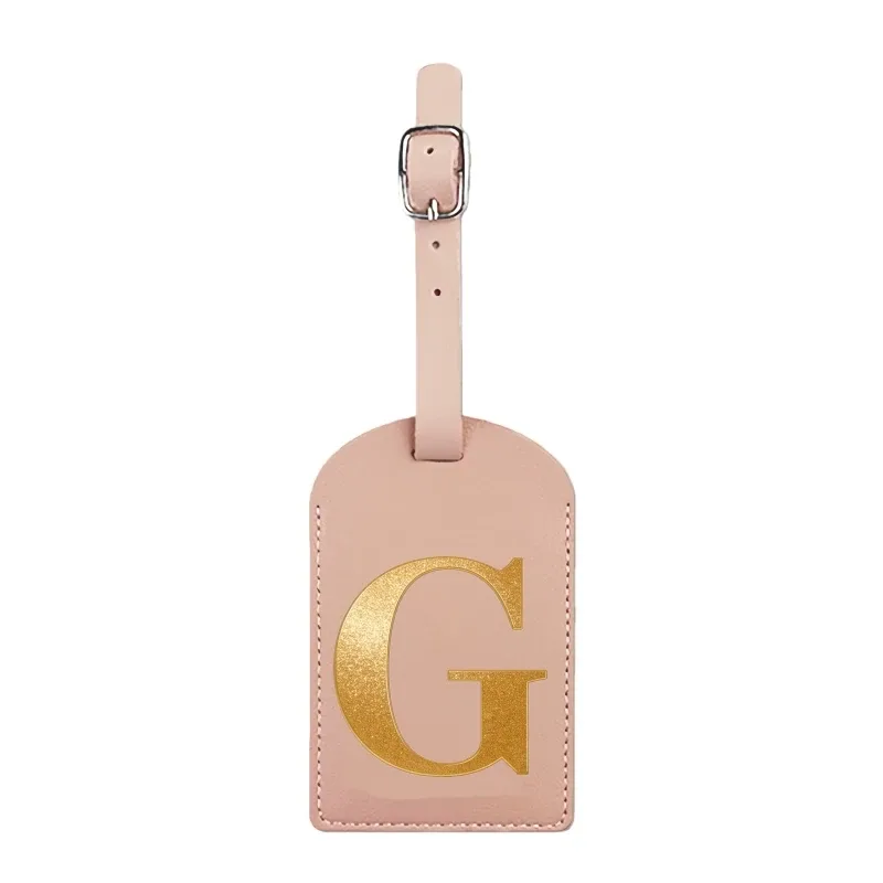 étiquette de bagage personnalisée avec nom, rose, avec motif de carte d'embarquement et initiales pour une identification facile